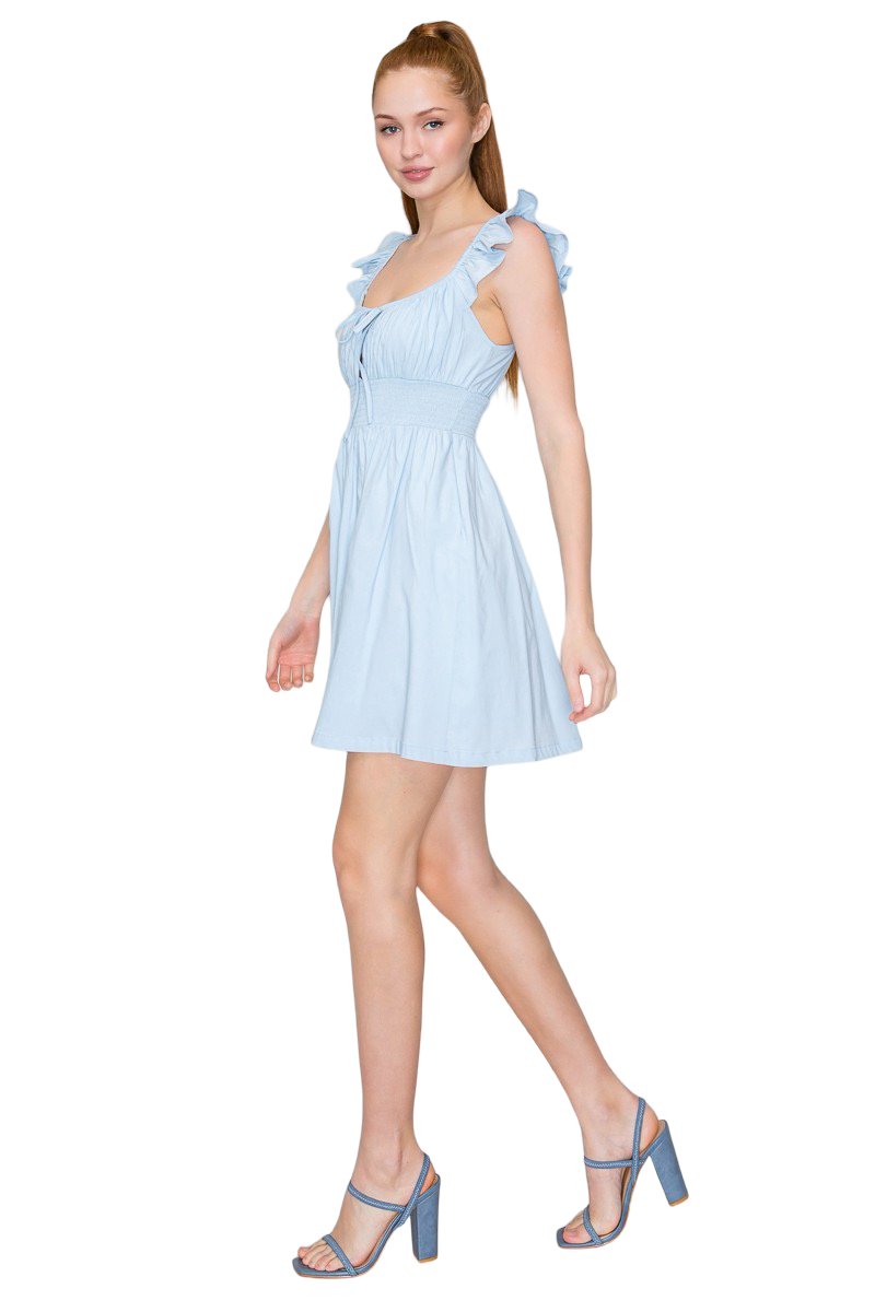 Blashe Smocked Waist Ruffle Mini Dress