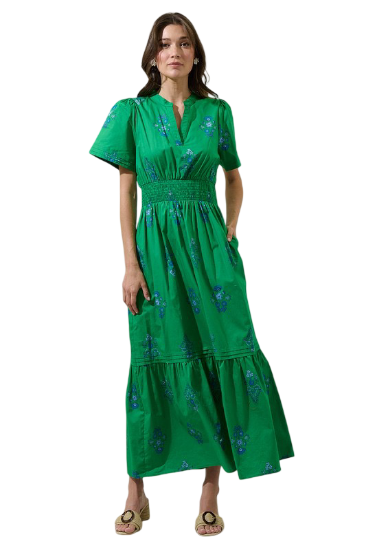 Sugarlips Halina Floral Belraj Poplin Maxi Dress