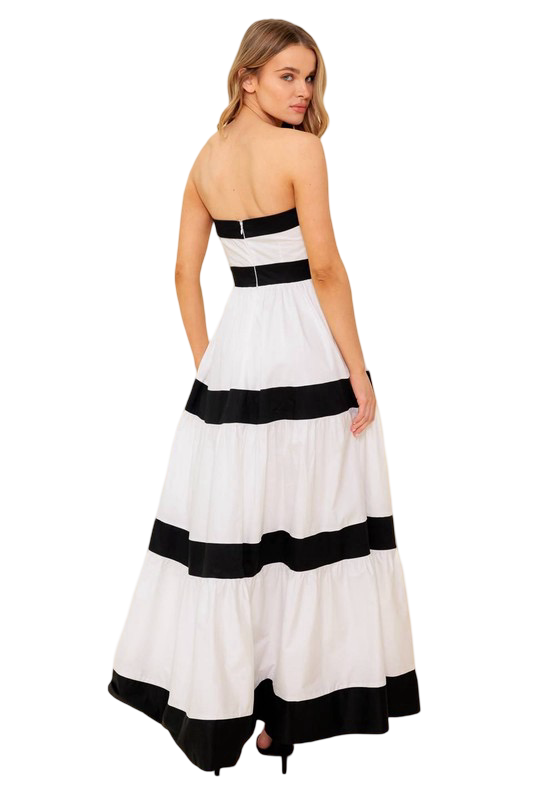 Flying Tomato Color Block Strapless Maxi Dress