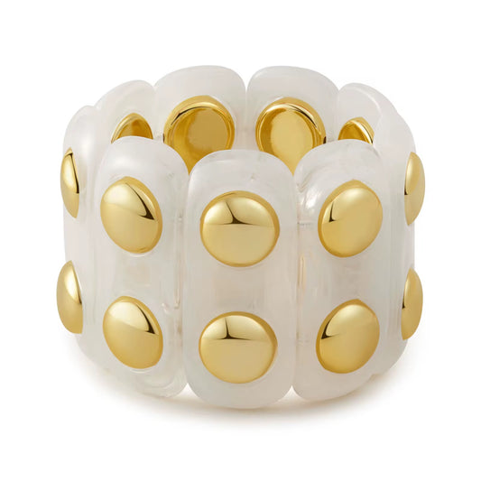 Bracelets- M&E Bling Retro Acrylic Geo Oval Stretch Bracelet