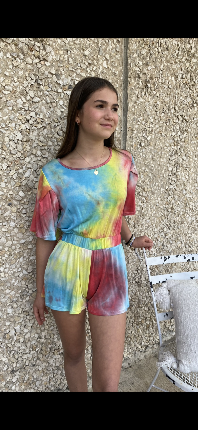 Girls- Erge Tie Dyed Terry Romper