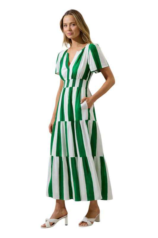 Sugarlips Roni Smocked Maxi Dress Pilmer Stripe