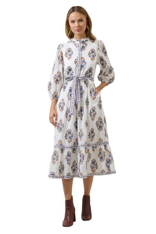 Sugarlips Rennie Floral Darny Long Sleeve Midi Dress