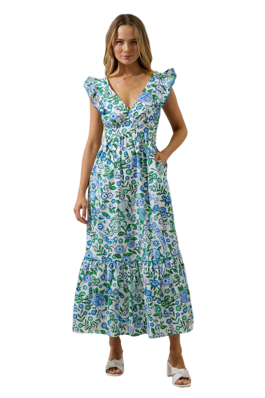 Sugarlips Mawar Ruffled  Maxi Dress Gianne Floral