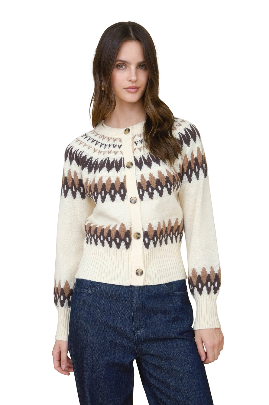 Apparel- The Workshop Fair Isle Button Down  Cardigan Top