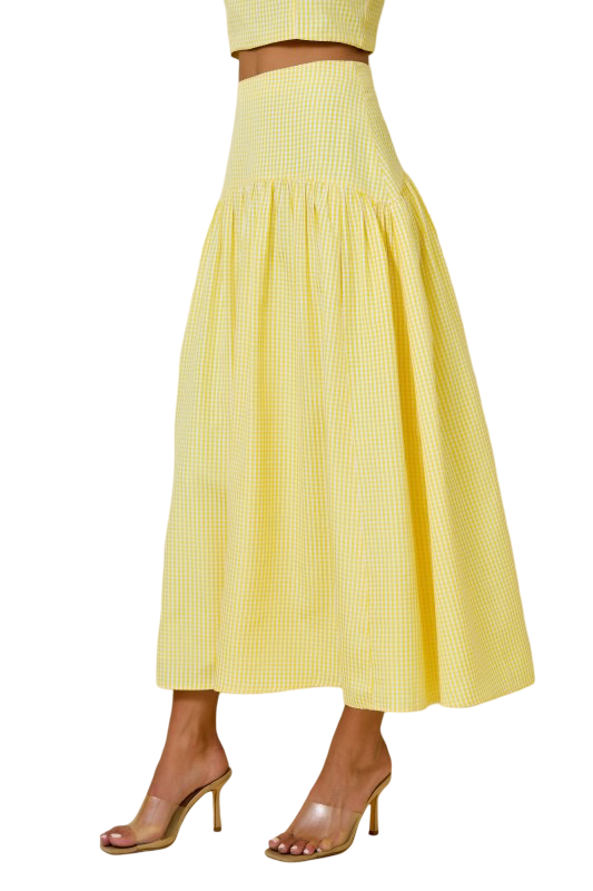Day+Moon Gingham Flared Maxi Skirt