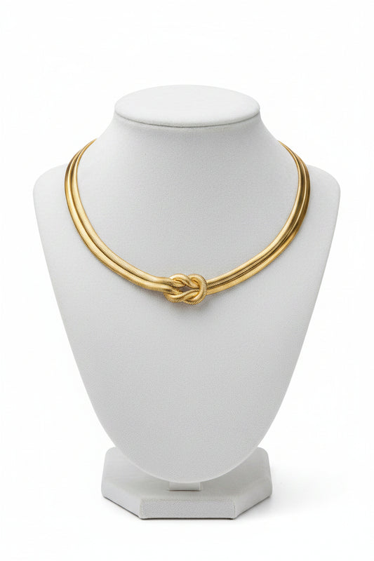 Necklaces- M&E Bling Stainless Steel Knotted Snake Chain Necklace