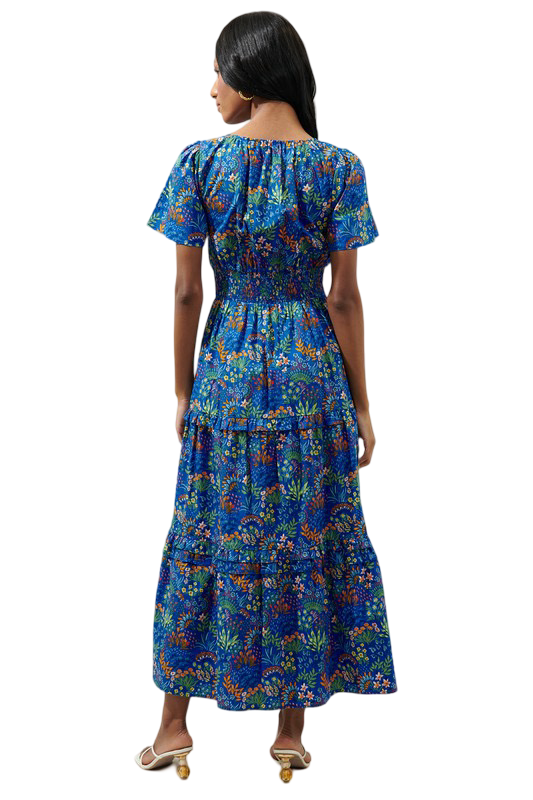 Apparel- Sugarlips Ruya Floral Palmer Poplin Tiered Maxi Dress