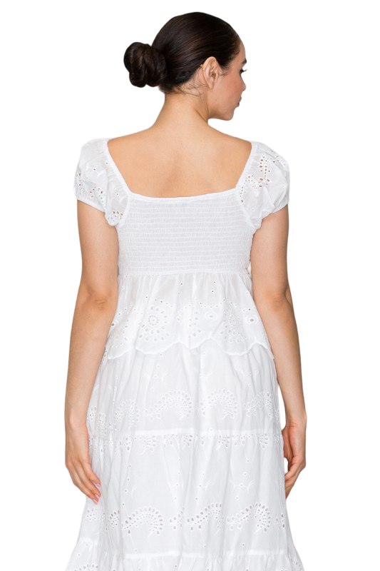 Haute Monde V Neck Eyelet Ruffled Top