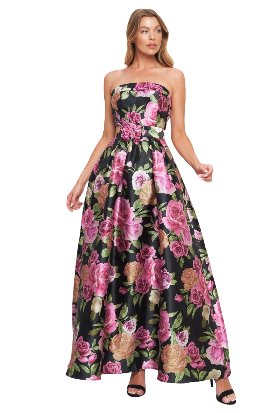 Apparel- Flying Tomato Strapless Floral Holiday Maxi Dress