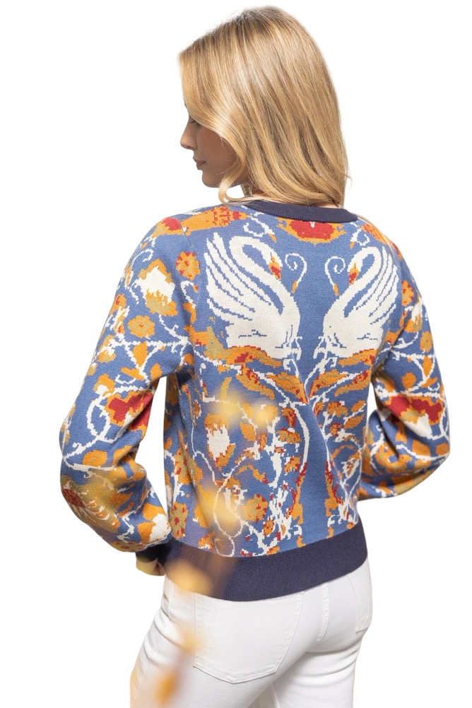 Apparel- VOY Floral and Animal  Print Sweater Top