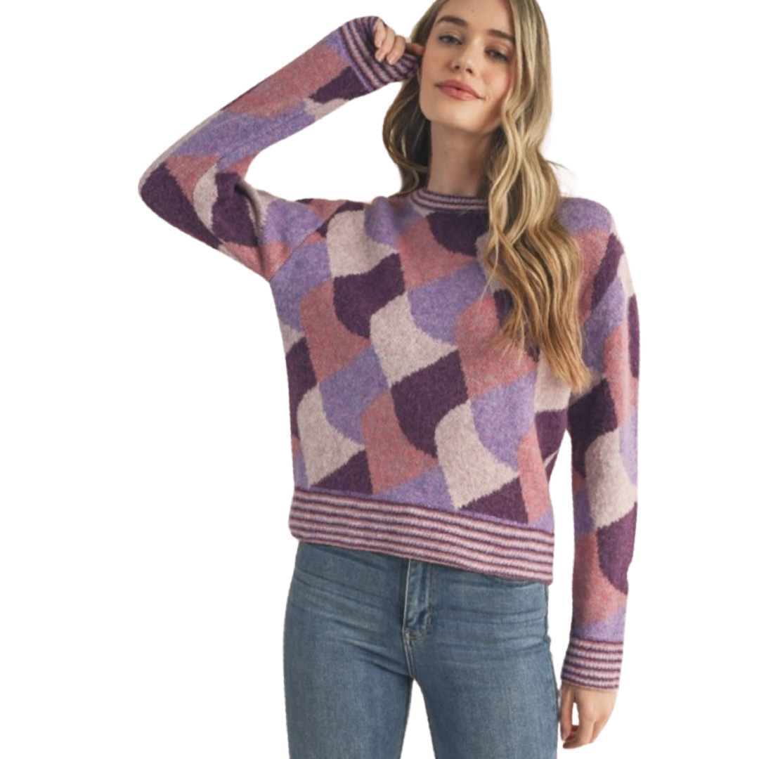 Apparel- En Merci Colorful Abstract Knit Sweater