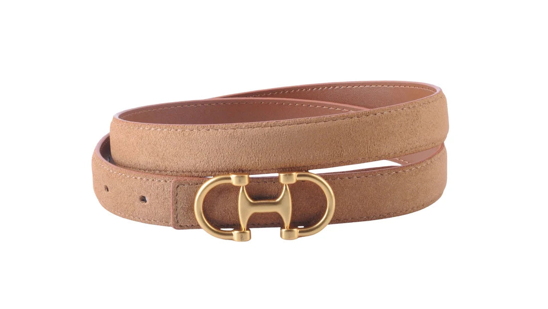 Belts- MW Stitched Clean Leather Belt with Horse Bit Buckle