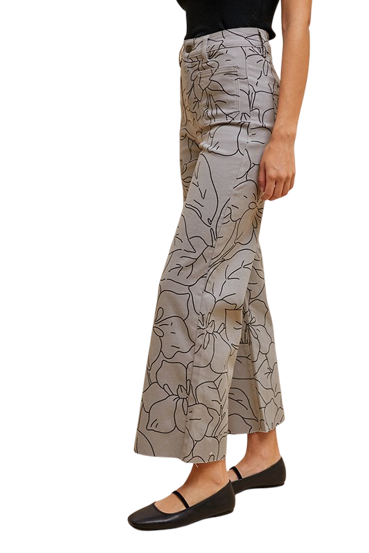 Apparel- Anniewear Stretch Monochrome Print Wide Leg Jeans