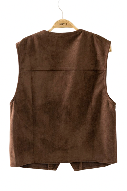 Very J Faux Suede V Neck Vest