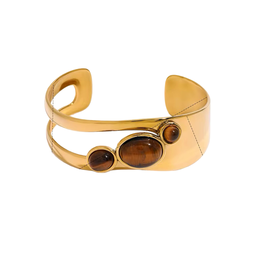 Bracelets- M&E Bling 18k Gold Plated Open Design with Stones Bracelet