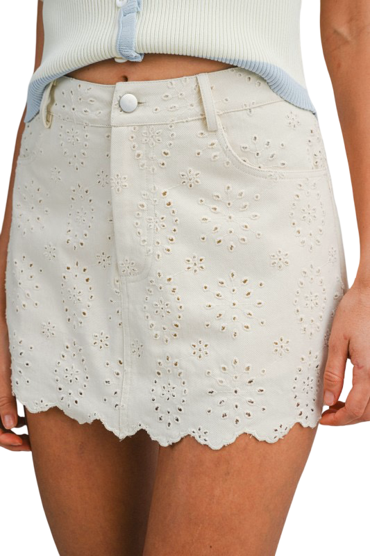Apparel- Mable Eyelet High Waist Micro Mini Skirt Skort