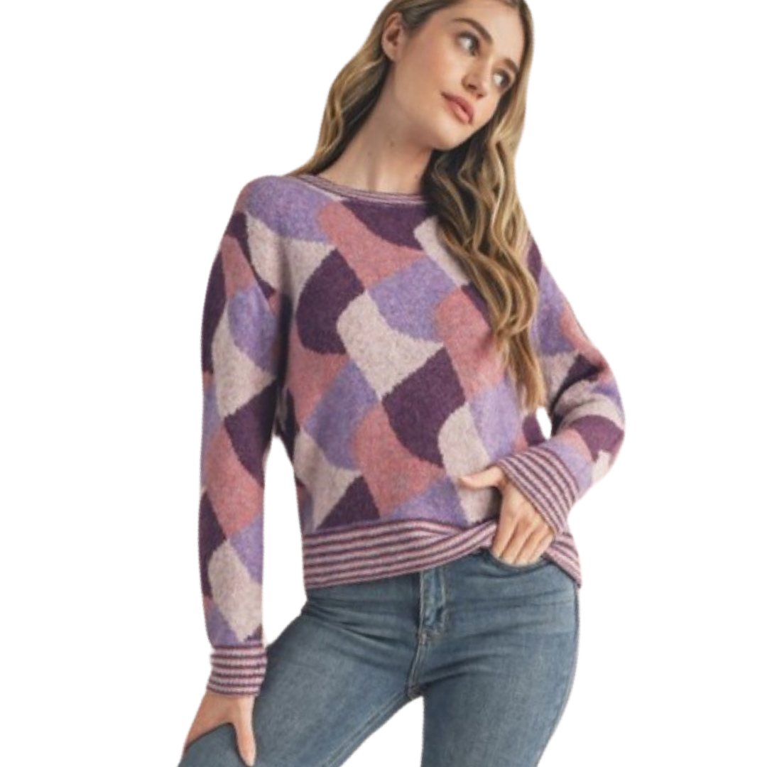 Apparel- En Merci Colorful Abstract Knit Sweater