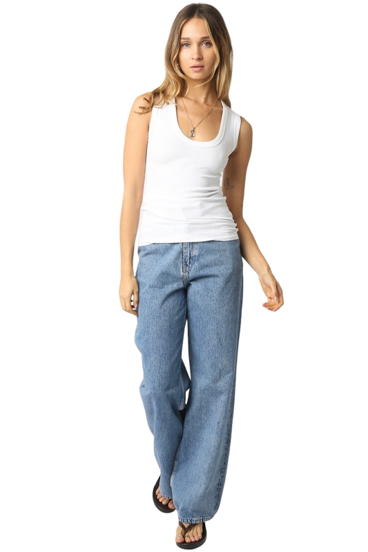 Olivaceous Loisa Ribbed Scoop Neck  Tank Top