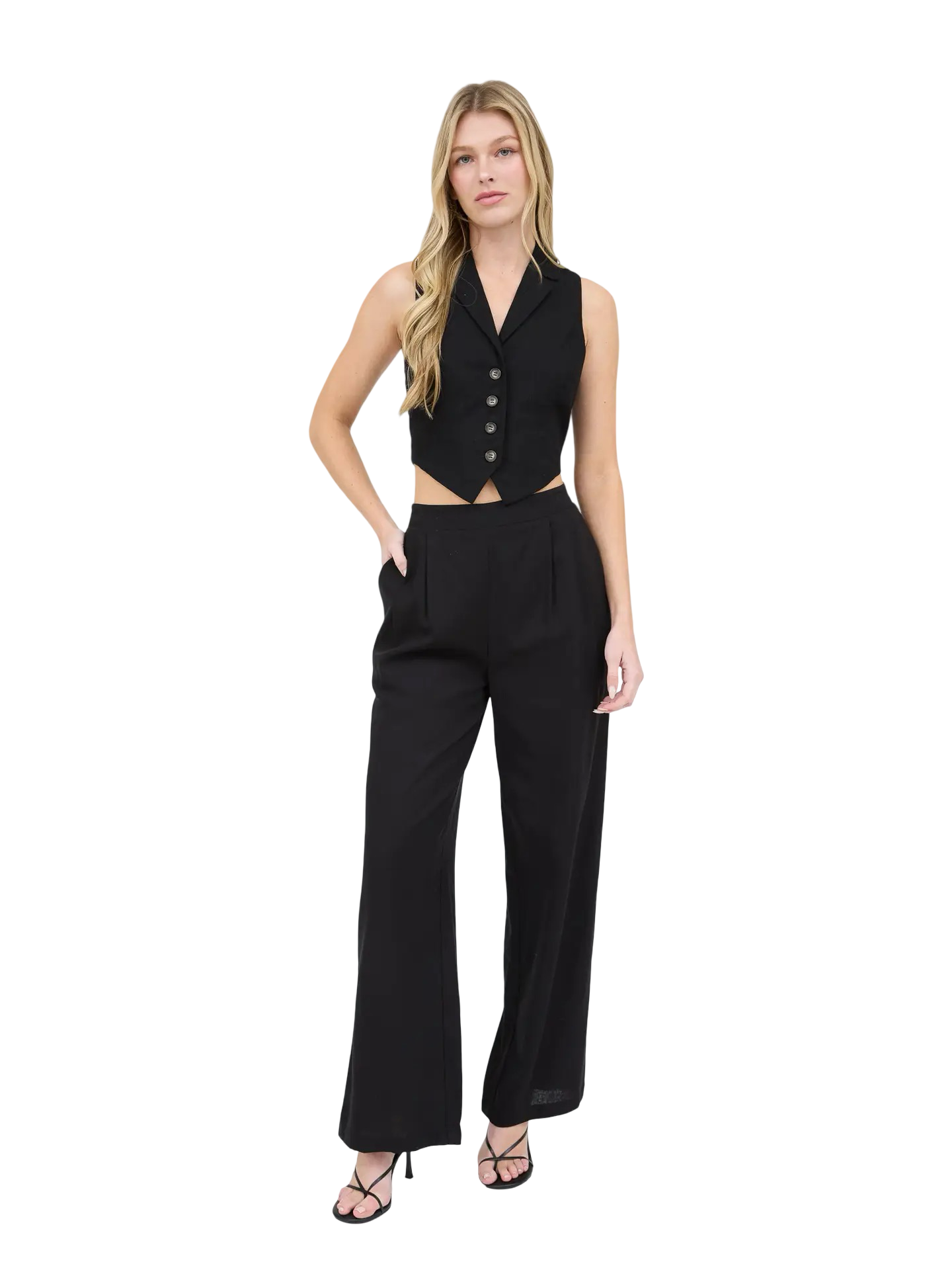 Apparel- The Workshop Collard Button Down Vest Top