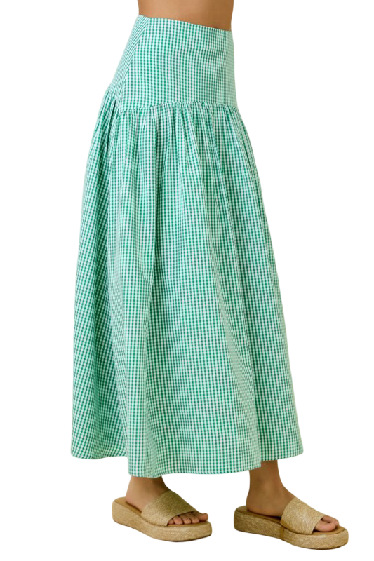 Day+Moon Gingham Flared Maxi Skirt