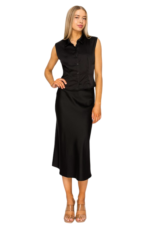 DNA Couture Satin Midi Skirt