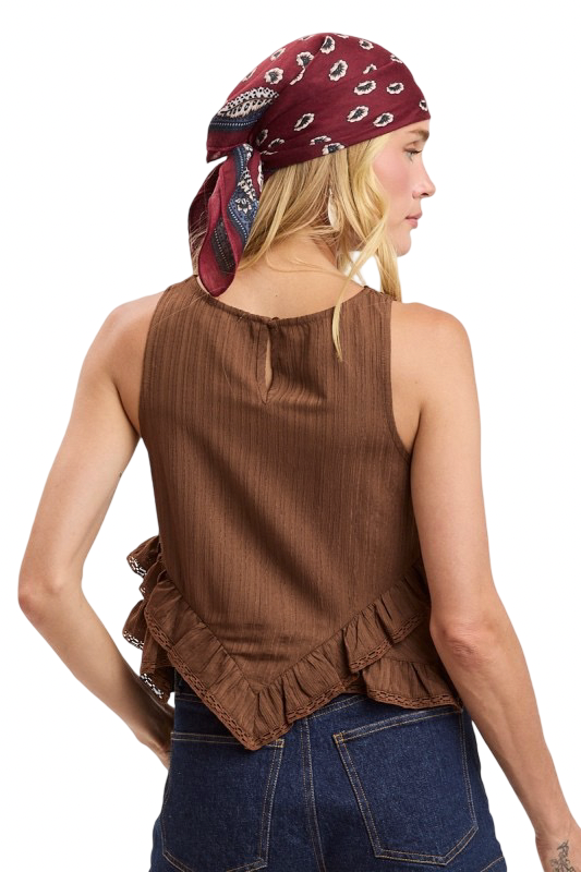 Sky to Moon Flral Embroidered High Low Knit Top