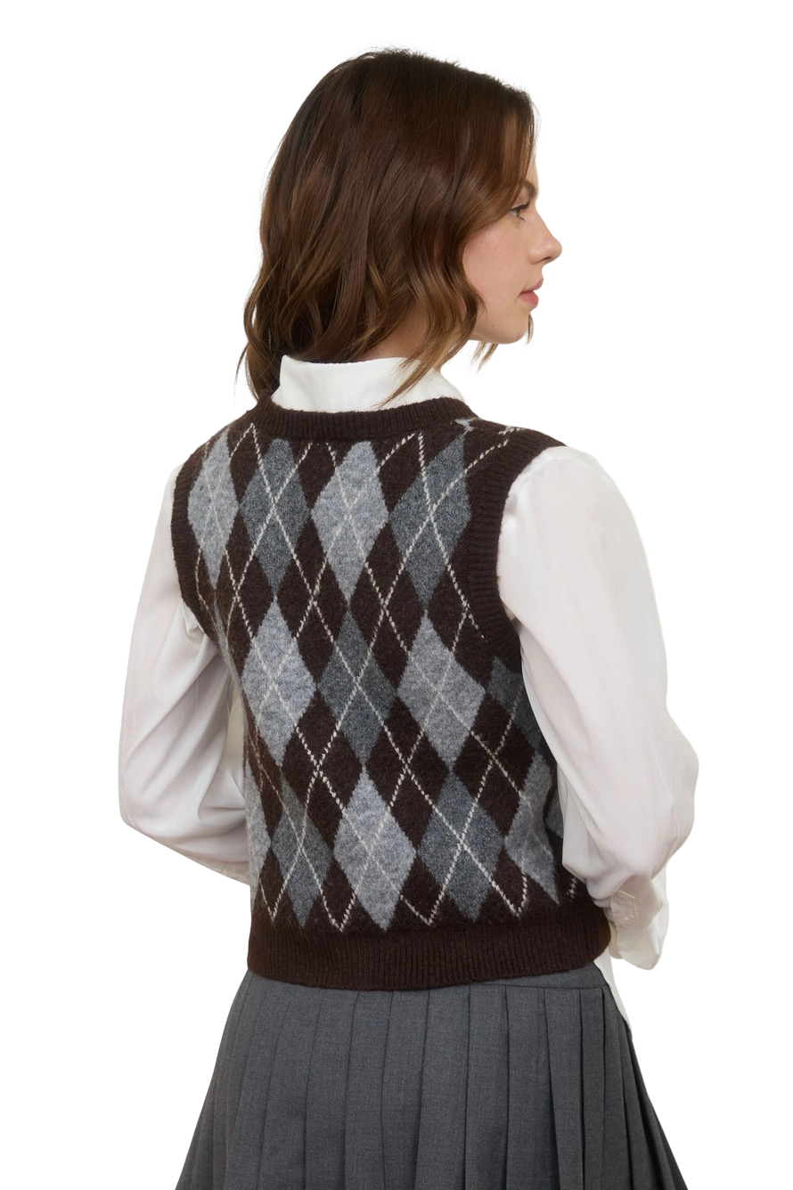 Apparel- The Workshop Argyle Sweater Vest Top