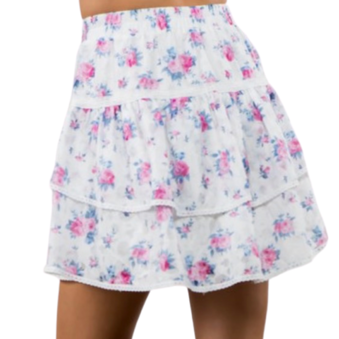 Apparel- Fanco Tiered Floral Mini Skirt