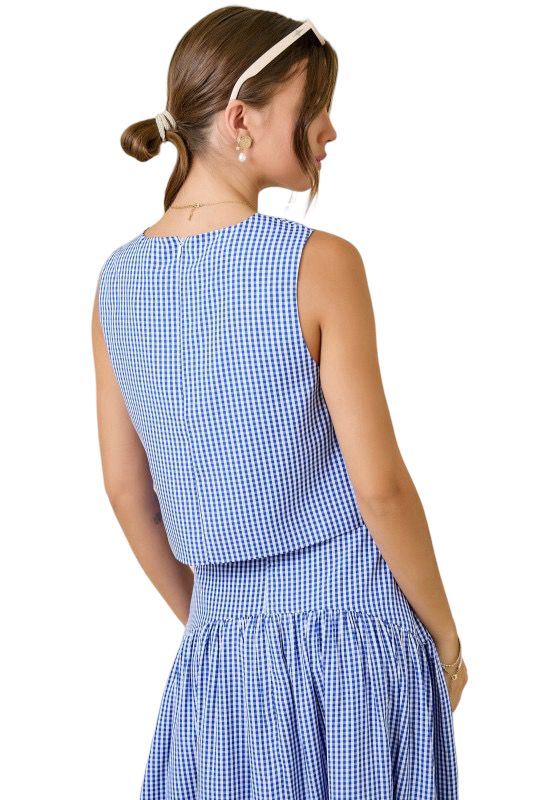Day+Moon Gingham Scoop Neck Sleeveless Top