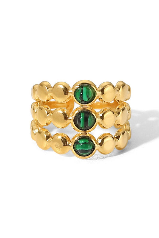 Rings- M&E Bling Geometric Malachite Open Rings