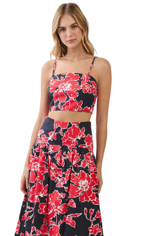 TCEC Floral Smocked Back Crop Top