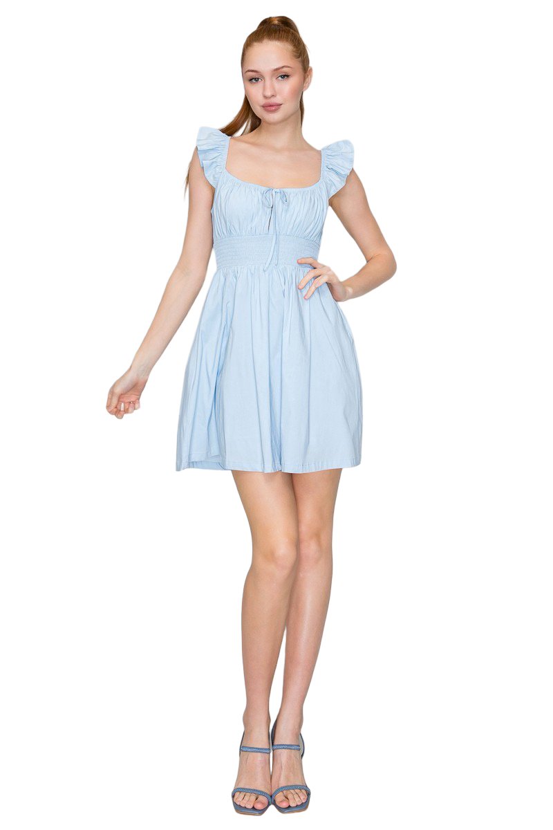 Blashe Smocked Waist Ruffle Mini Dress