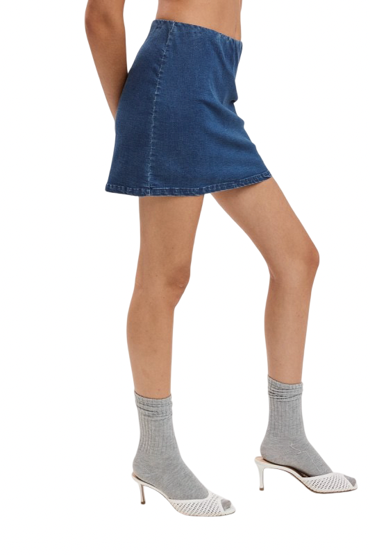 Olivaceous Side Zip Denim  Mini Skirt