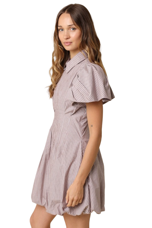 Olivaceous Riley Striped Bubble Mini Dress
