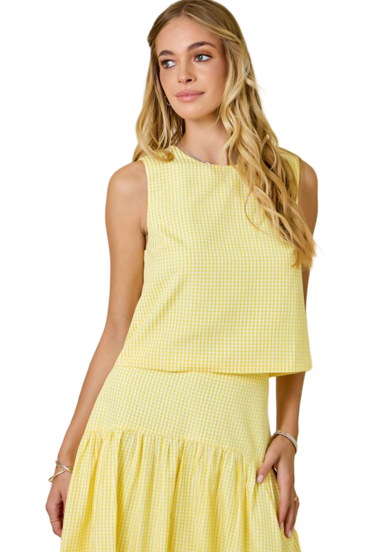 Day+Moon Gingham Scoop Neck Sleeveless Top