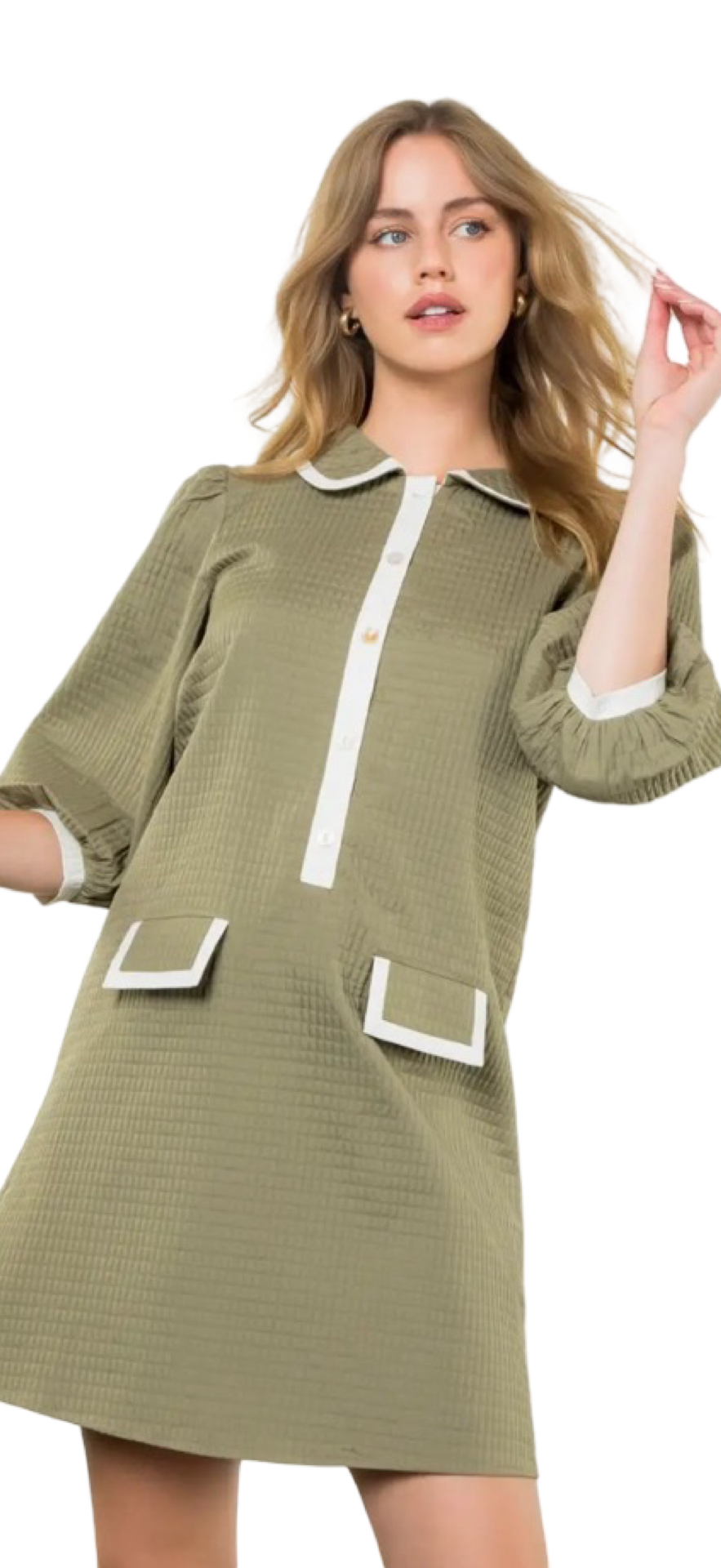 THML Long Sleeve Textured Mini Dress