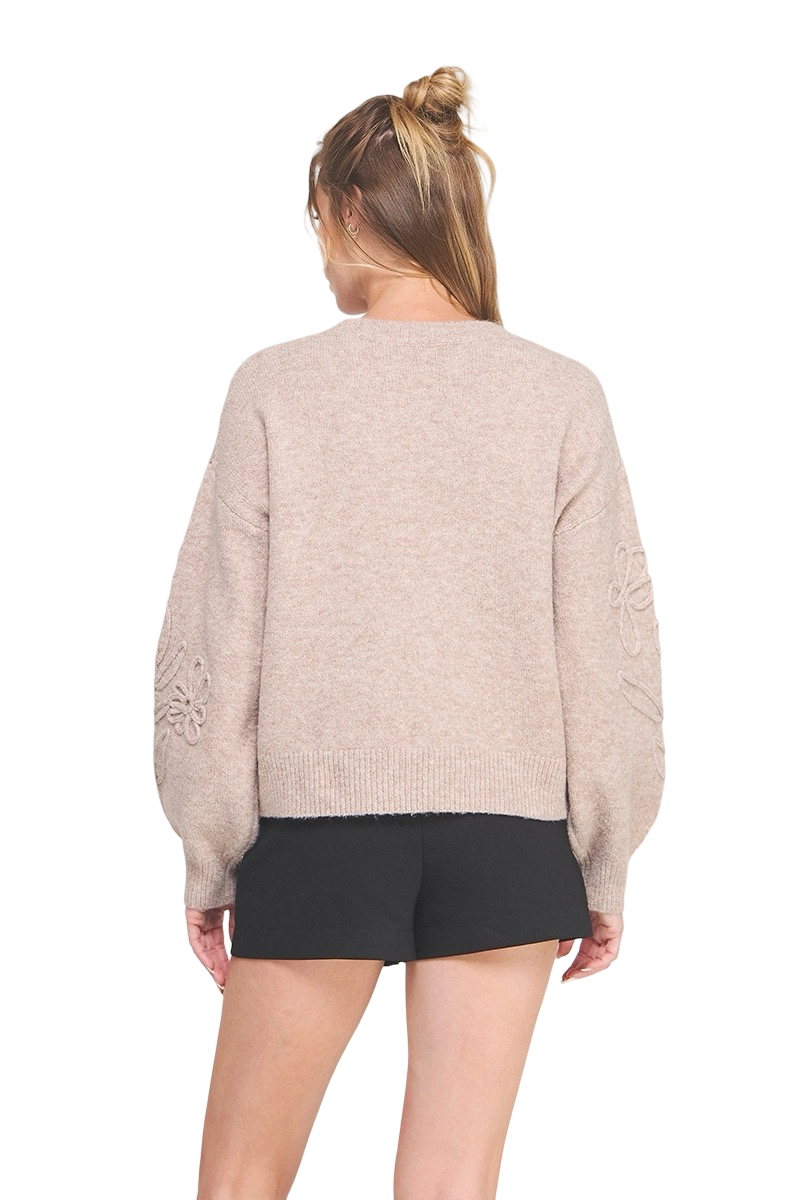 Apparel-Allie Rose Floral Embroidery Sweater Top