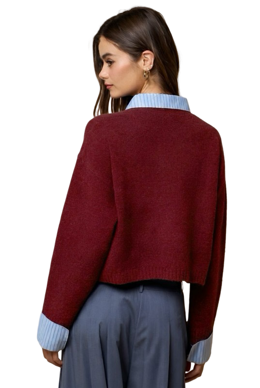 LALAVON Striped Button Down Sweater Cardigan Top