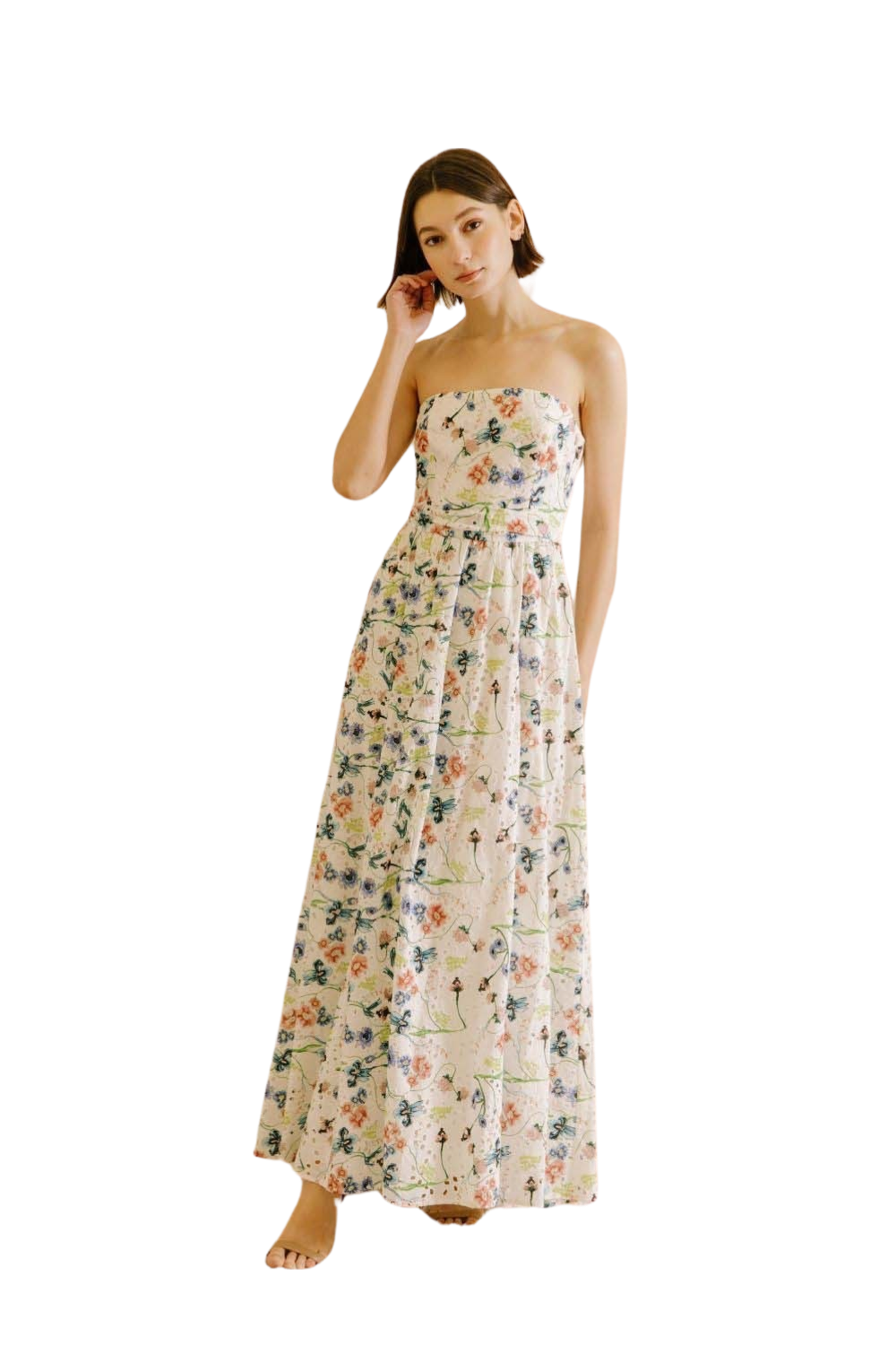 Apparel- Storia Eyelet Floral Maxi Dress