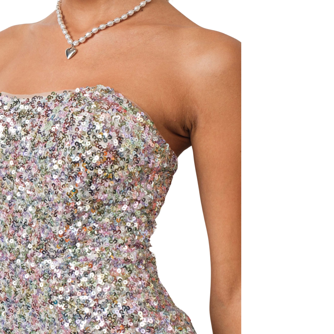 Apparel- Pretty Garbage Strapless Sequin Mini Dress