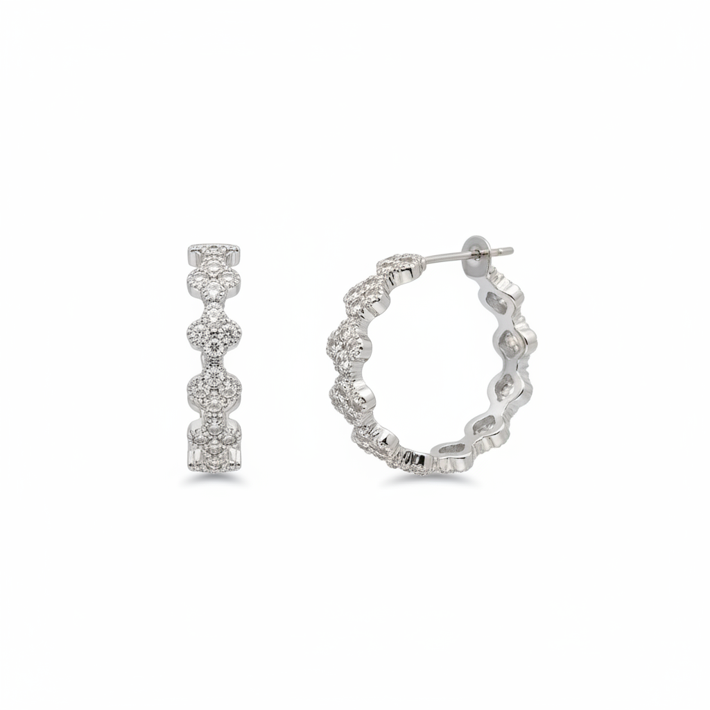 Earrings- M&E Bling Small Hoops With CZ Accents