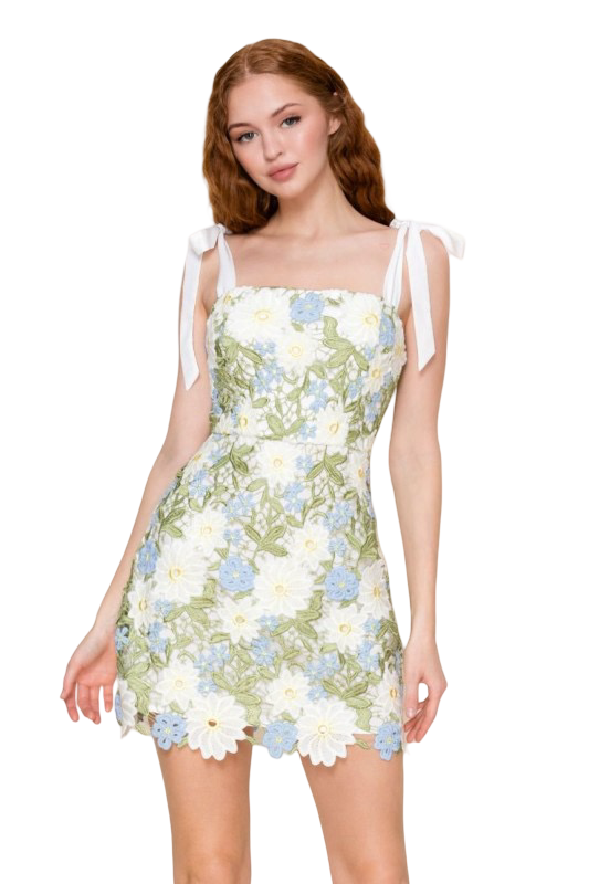 B. Right Crochet Lace Mini Dress