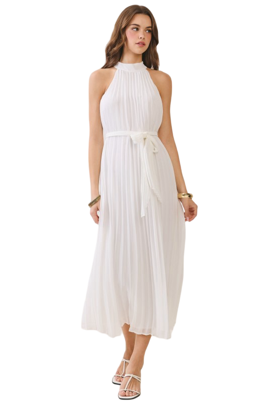 TCEC All Over Pleated Midi Dress