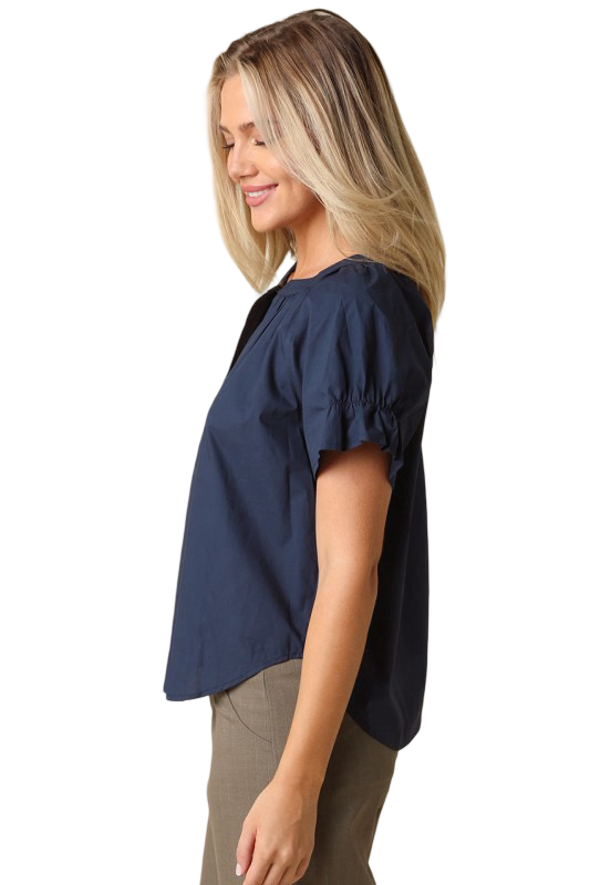 Olivaceous Hylee Ruffle Sleeve Peasant Blouse Top