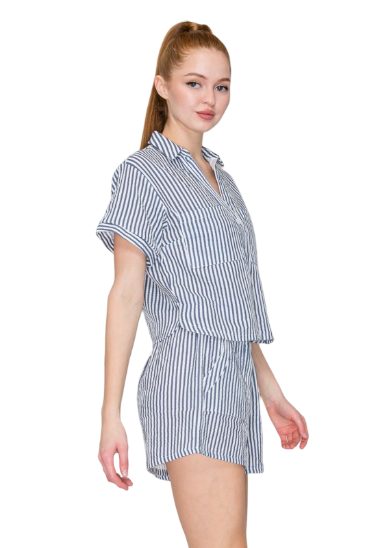 Haute Monde Gauze Top and Mini Short Set