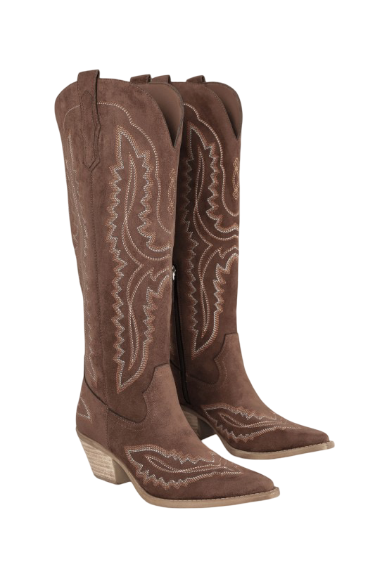 Boots- Mi.iM Tess-Samara Stitch Western Tall Suede Boots