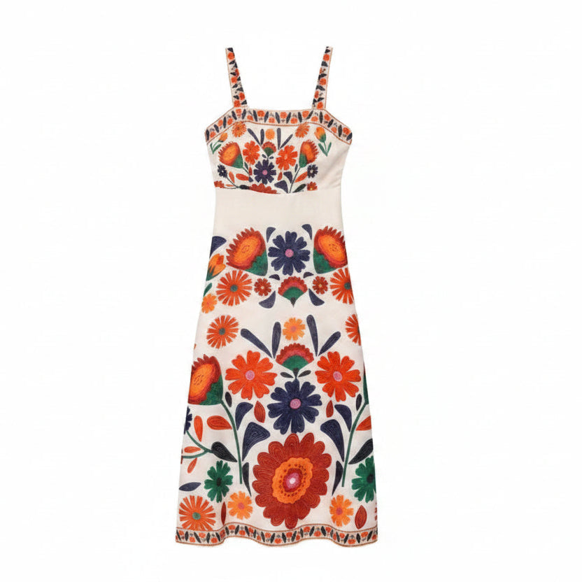 Sundayup Vibrant Floral Midi Dress