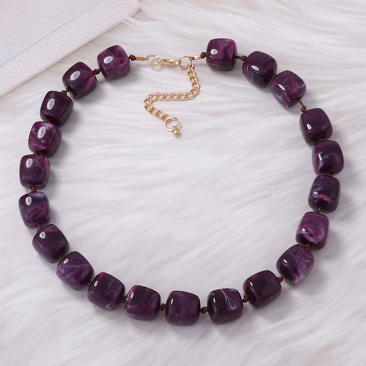 Necklaces- Square Beaded Resin Necklace