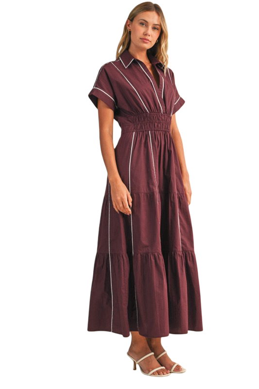 Klesis Smocked Waist A Line Maxi Dress